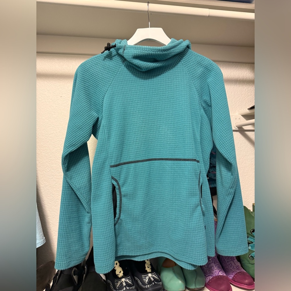 Teal Melanzana micro-grid hoodie